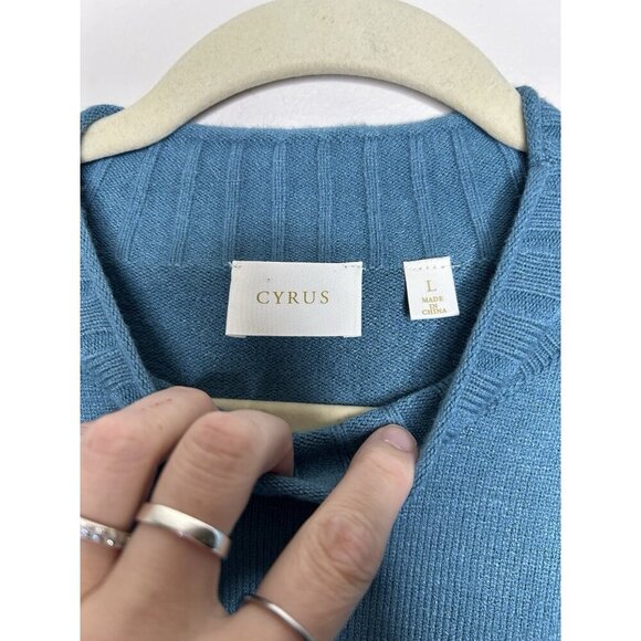 Cyrus Womens Blue Teal Long Sleeve Round Neck Pullover Sweater Size Large NWT - Picture 4 of 8